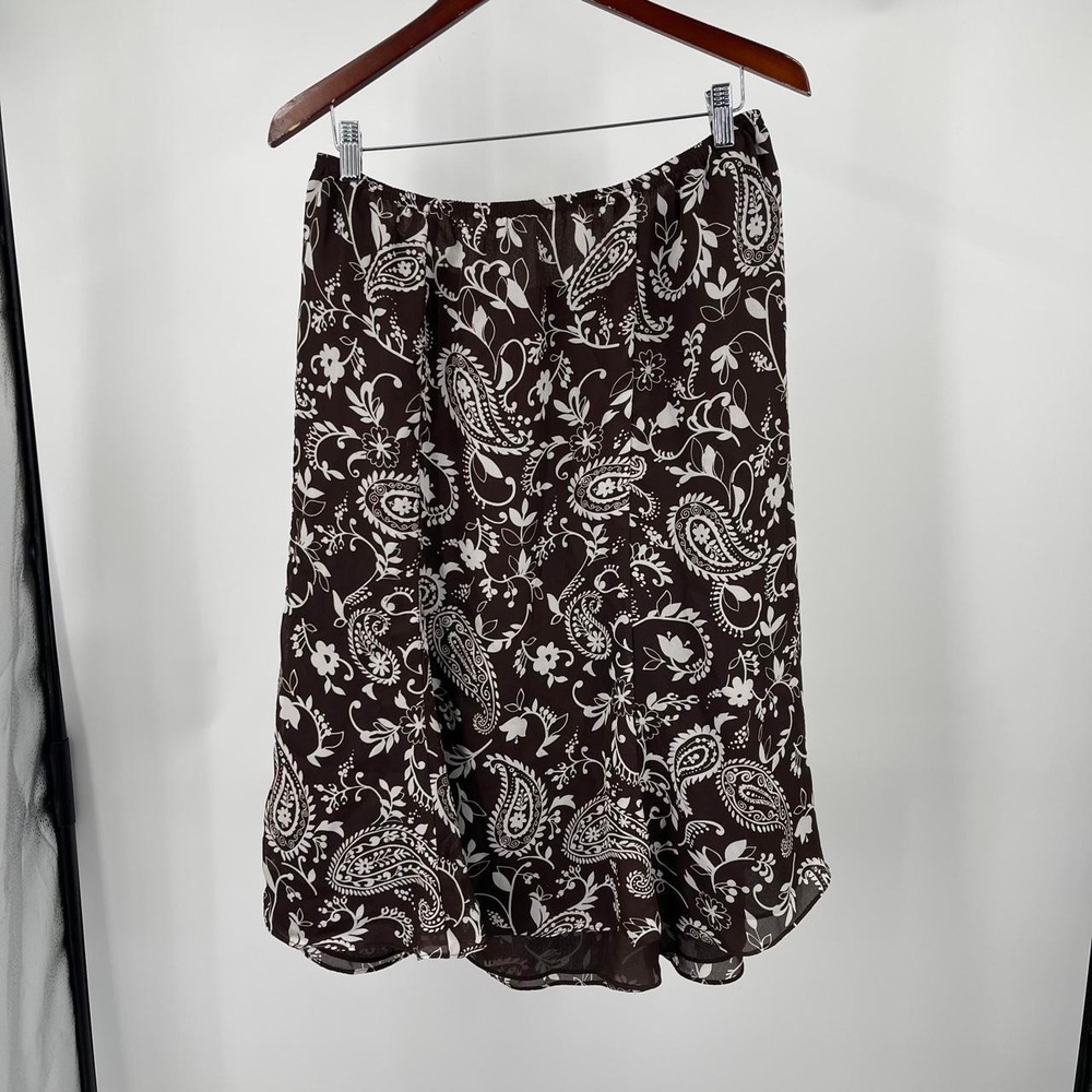Vintage Y2K Paisley Fairy Midi Skirt 2X Brown Floral Whimsy Boho Cottagecore